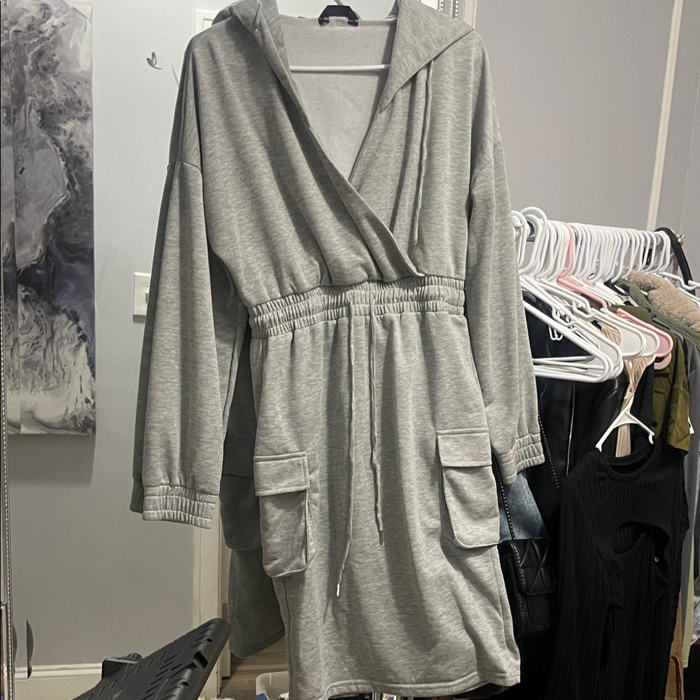 Gray Long Sleeve Women's Dress